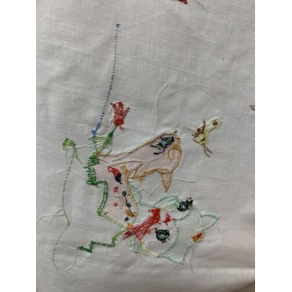 Vintage Decorative Crib Baby Child Top Sheet Hand Embroidered Kitschy 35x54 NEW‎ - Picture 4 of 7